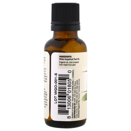 葡萄柚油, 提升力: Dr. Mercola, Organic Essential Oil, White Grapefruit, 1 oz (30 ml)