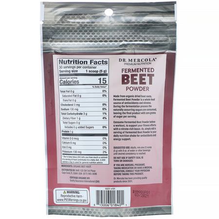 甜菜, 超級食物: Dr. Mercola, Organic Fermented Beet Powder, 5.29 oz (150 g)