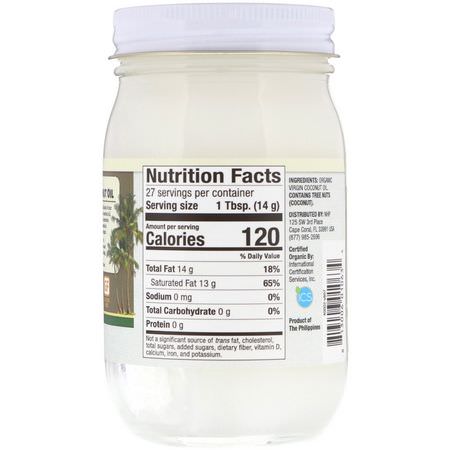 椰子油, 椰子補品: Dr. Mercola, Organic Raw & Extra Virgin Coconut Oil, 13.6 oz (385.5 g)