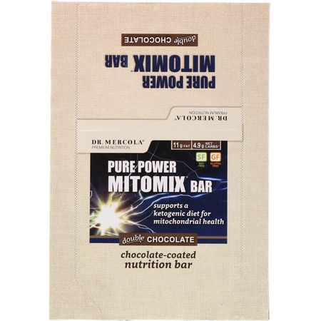 減肥棒, 飲食: Dr. Mercola, Pure Power Mitomix Bar, Double Chocolate, 12 Bars, 1.41 oz (40 g) Each
