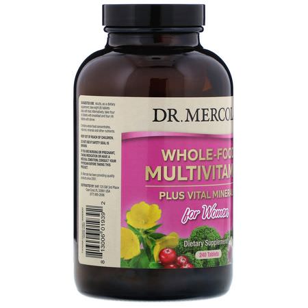婦女的多種維生素, 婦女的健康: Dr. Mercola, Whole-Food Multivitamin Plus Vital Minerals for Women, 240 Tablets