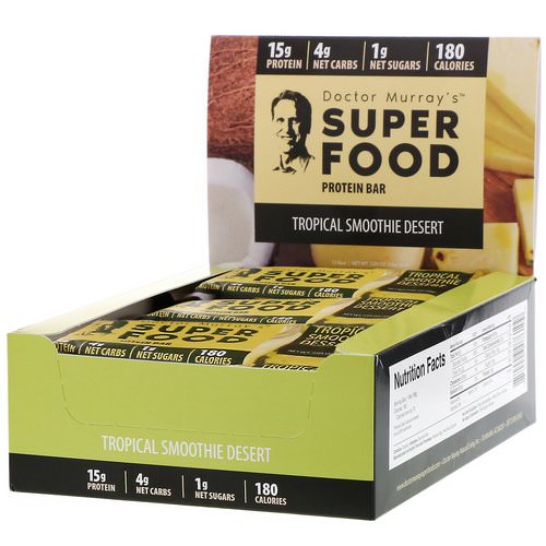 Dr. Murray's, Superfood Protein Bars, Tropical Smoothie Dessert, 12 Bars, 2.05 oz (58 g) Each Review