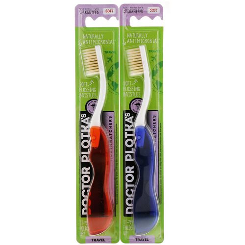 Dr. Plotka, Antimicrobial Toothbrush with Flossing Bristles, Soft, 2 Travel Toothbrushes Review