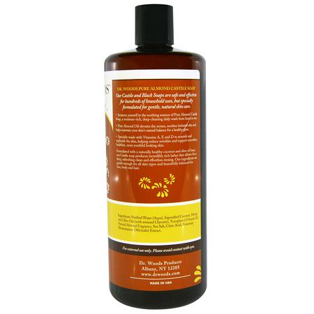 清潔劑, 洗面奶: Dr. Woods, Almond Castile Soap, 32 fl oz (946 ml)