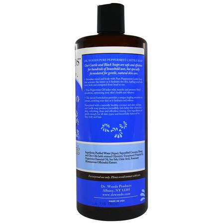 清潔劑, 洗面奶: Dr. Woods, Peppermint Castile Soap, 32 fl oz (946 ml)