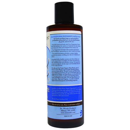 清潔劑, 洗面奶: Dr. Woods, Peppermint Castile Soap with Fair Trade Shea Butter, 8 fl oz (236 ml)
