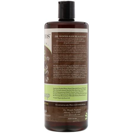 清潔劑, 洗面奶: Dr. Woods, Raw Black Soap with Fair Trade Shea Butter, Coconut Papaya, 32 fl oz (946 ml)