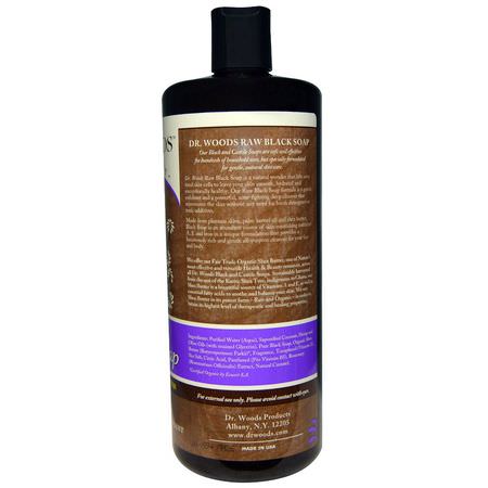 清潔劑, 洗面奶: Dr. Woods, Raw Black Soap with Fair Trade Shea Butter, Fair Trade, Original, 32 fl oz (946 ml)