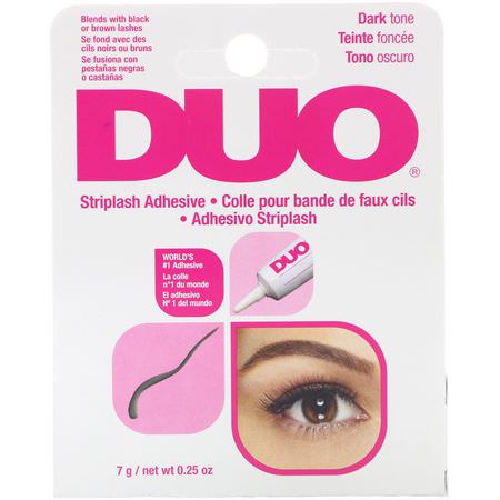 睫毛, 眼睛: DUO, Striplash Adhesive, Dark, 0.25 oz (7 g)