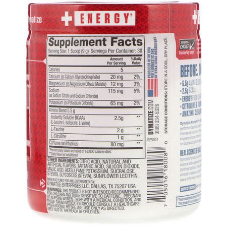 BCAA, 氨基酸: Dymatize Nutrition, AminoPro with Energy, Fruit Punch with Caffeine, 9.52 oz (270 g)