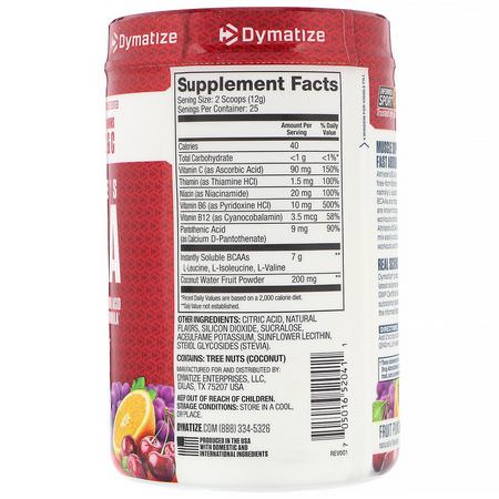 BCAA, 氨基酸: Dymatize Nutrition, Athlete's BCAA, Fruit Punch, 10.58 oz (300 g)