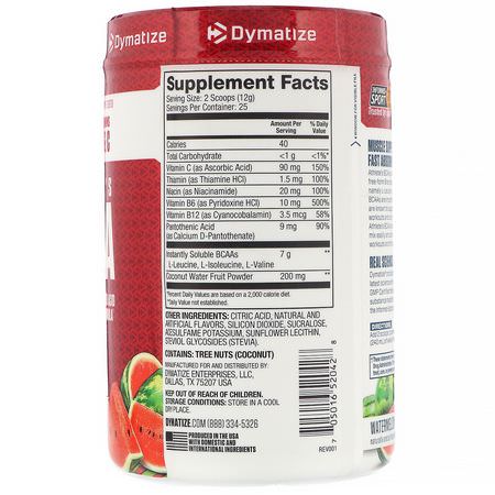 BCAA, 氨基酸: Dymatize Nutrition, Athlete's BCAA, Watermelon, 10.58 oz (300 g)