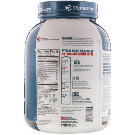乳清蛋白, 運動營養: Dymatize Nutrition, ISO 100 Hydrolyzed 100% Whey Protein Isolate, Cookies & Cream, 3 lbs (1.36 kg)