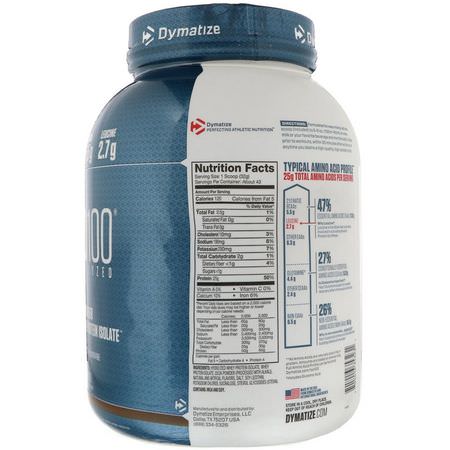 乳清蛋白, 運動營養: Dymatize Nutrition, ISO 100 Hydrolyzed, 100% Whey Protein Isolate, Fudge Brownie, 3 lbs (1.4 kg)