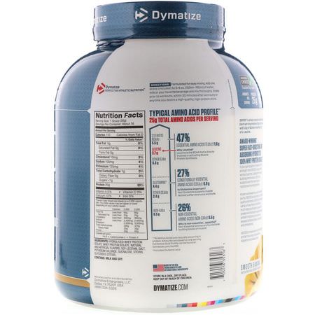乳清蛋白, 運動營養: Dymatize Nutrition, ISO 100 Hydrolyzed, 100% Whey Protein Isolate, Smooth Banana, 5 lbs (2.3 kg)