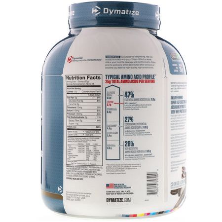 乳清蛋白, 運動營養: Dymatize Nutrition, ISO100 Hydrolyzed, 100% Whey Protein Isolate, Cookies & Cream, 5 lbs (2.3 kg)