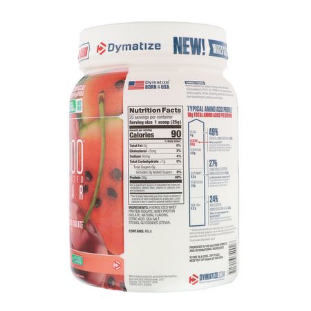 乳清蛋白, 運動營養: Dymatize Nutrition, ISO100 Hydrolyzed Clear, 100% Whey Protein Isolate, Cherry Watermelon, 1.1 lb (500 g)
