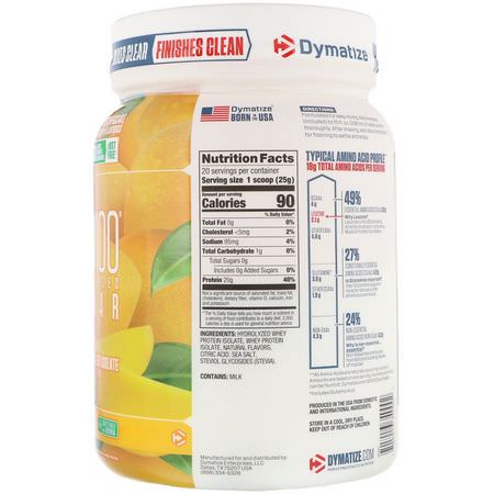 乳清蛋白, 運動營養: Dymatize Nutrition, ISO100 Hydrolyzed Clear, 100% Whey Protein Isolate, Mango, 1.1 lb (500 g)