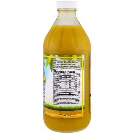 生薑, 順勢療法: Dynamic Health Laboratories, Certified Organic Ginger, 100% Juice, Unsweetened, 16 fl oz (473 ml)