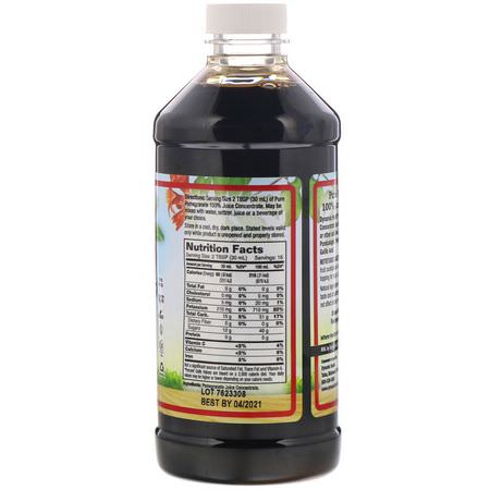 石榴汁, 果汁: Dynamic Health Laboratories, Pure Pomegranate, 100% Juice Concentrate, Unsweetened, 16 fl oz (473 ml)