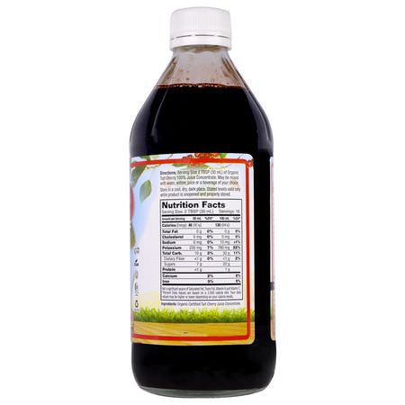 黑色櫻桃果餡餅: Dynamic Health Laboratories, Certified Organic Tart Cherry, 100% Juice Concentrate, Unsweetened, 16 fl oz (473 ml)