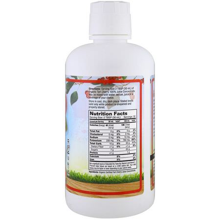 黑色櫻桃果餡餅: Dynamic Health Laboratories, Certified Organic Tart Cherry, 100% Juice Concentrate, Unsweetened, 32 fl oz (946 ml)