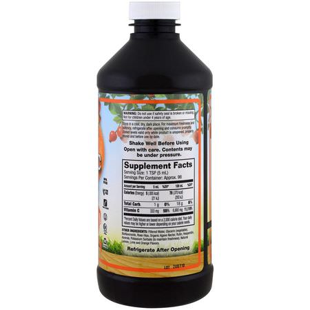 流感, 咳嗽: Dynamic Health Laboratories, Liquid Vitamin C for Kids Natural Citrus Flavors, 333 mg, 16 fl oz (473 ml)