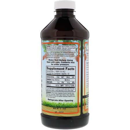 流感, 咳嗽: Dynamic Health Laboratories, Liquid Vitamin C, Natural Citrus Flavors, 1000 mg, 16 fl oz (473 ml)