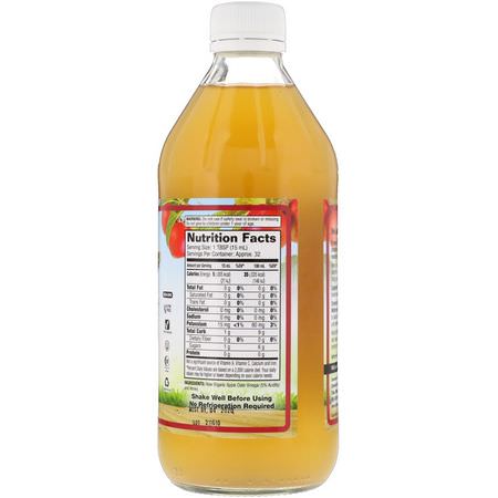 蘋果酒醋: Dynamic Health Laboratories, Raw Apple Cider Vinegar with Mother & Honey, 16 fl oz (473 ml)