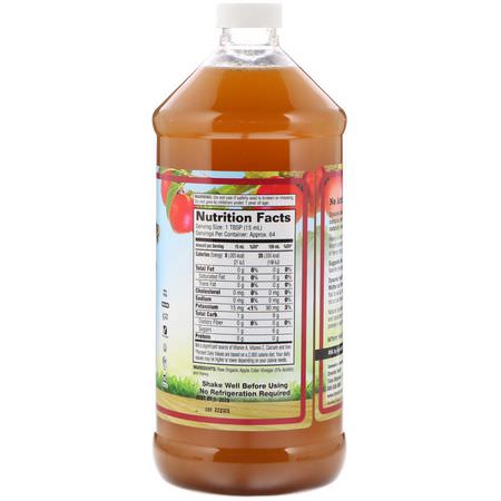 蘋果酒醋: Dynamic Health Laboratories, Raw Apple Cider Vinegar with Mother & Honey, 32 fl oz (946 ml)