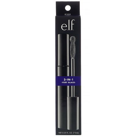 睫毛膏睫毛膏: E.L.F, 3-In-1 Mascara, Very Black, 0.25 fl oz (7.5 ml)