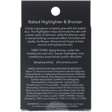 E.L.F Bronzer Highlighter - 熒光筆, 古銅色, 臉頰, 化妝
