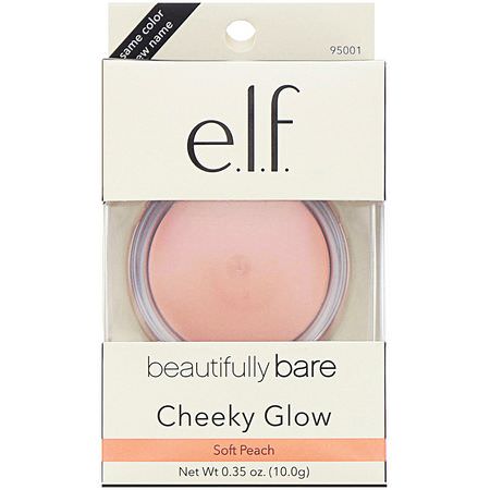 腮紅, 臉頰: E.L.F, Beautifully Bare, Cheeky Glow, Soft Peach, 0.35 oz (10.0 g)