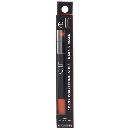 遮瑕膏, 臉部: E.L.F, Color Correcting Stick, Dark Circles, Deep Skin Tones, 0.11 oz (3.1 g)
