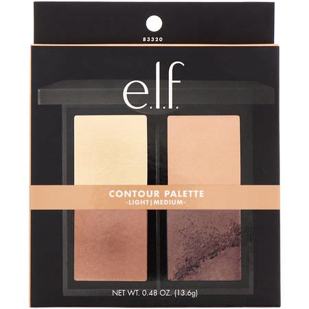 化妝調色板, 化妝: E.L.F, Contour Palette, 4 Shades, 0.56 oz (16 g)