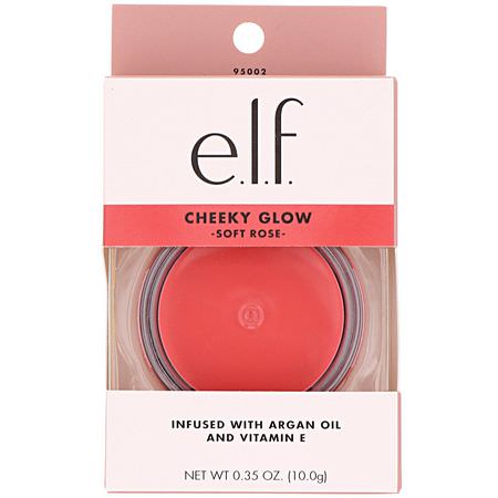 腮紅, 臉頰: E.L.F, Beautifully Bare, Cheeky Glow, Soft Rose, 0.35 oz (10.0 g)