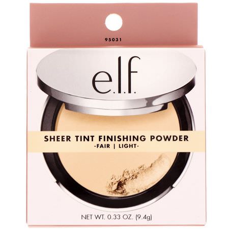 粉餅, 臉部: E.L.F, Beautifully Bare, Sheer Tint, Finishing Powder, Fair/Light, 0.33 oz (9.4 g)