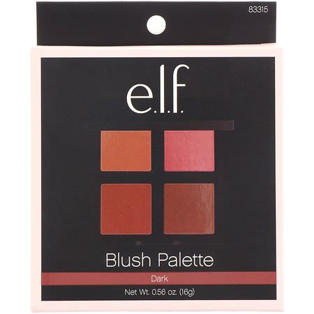 彩妝盤, 腮紅: E.L.F, Blush Palette, Dark, Powder, .56 oz (16 g)