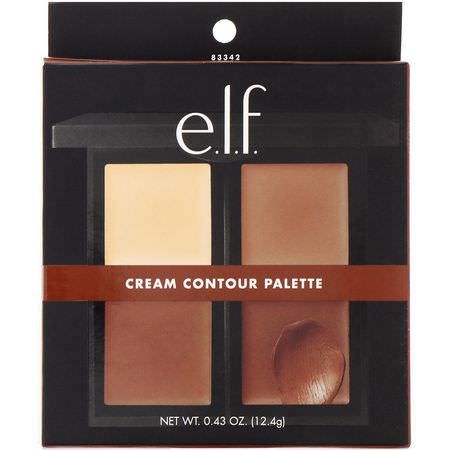 化妝調色板, 化妝: E.L.F, Cream Contour Palette, 4 Shades, 0.43 oz (12.4 g)