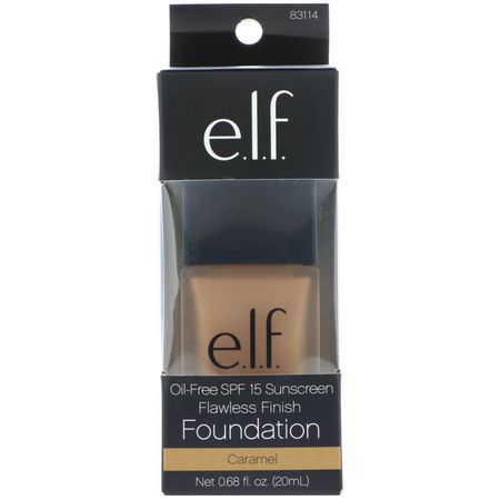 粉底液, 臉部: E.L.F, Flawless Finish Foundation, SPF 15, Honey, 0.68 fl oz (20 ml)