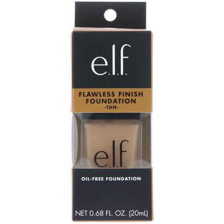 粉底液, 臉部: E.L.F, Flawless Finish Foundation, Oil Free, Tan, 0.68 fl oz (20 ml)
