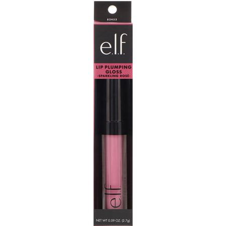 嘴唇豐滿, 嘴唇: E.L.F, Lip Plumping Gloss, Sparkling Rose, 0.09 fl oz (2.7 g)