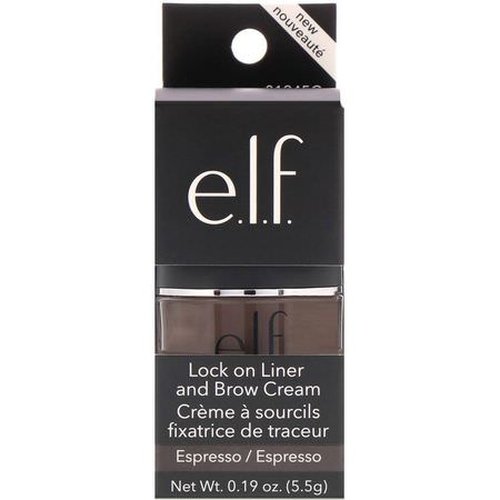 凝膠, 眉筆: E.L.F, Lock on Liner and Brow Cream, Espresso, 0.19 oz (5.5 g)