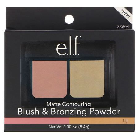 古銅色, 腮紅: E.L.F, Matte Contouring Blush & Bronzing Powder, Fiji, 0.30 oz (8.4 g)