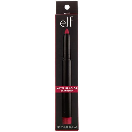 唇膏, 嘴唇: E.L.F, Matte Lip Color, Cranberry, 0.05 oz (1.4 g)