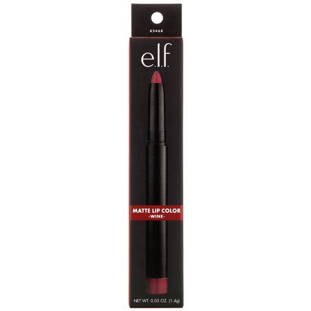 唇膏, 嘴唇: E.L.F, Matte Lip Color, Wine, 0.05 oz (1.4 g)
