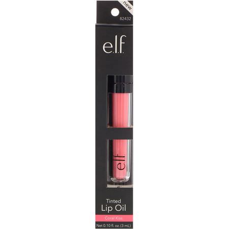 唇彩, 嘴唇: E.L.F, Tinted Lip Oil, Coral Kiss, 0.10 fl oz (3 ml)
