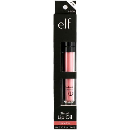 唇彩, 嘴唇: E.L.F, Tinted Lip Oil, Nude Kiss, 0.10 fl oz (3 ml)