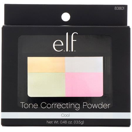 粉餅, 臉部: E.L.F, Tone Correcting Powder, Cool, 0.48 oz (13.5 g)