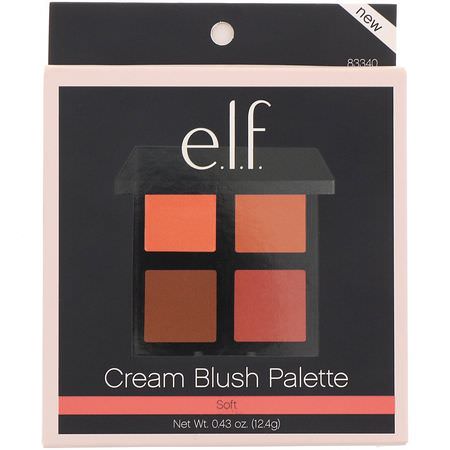 化妝調色板, 腮紅: E.L.F, Cream Blush Palette, Soft, 0.43 oz (12.4 g)